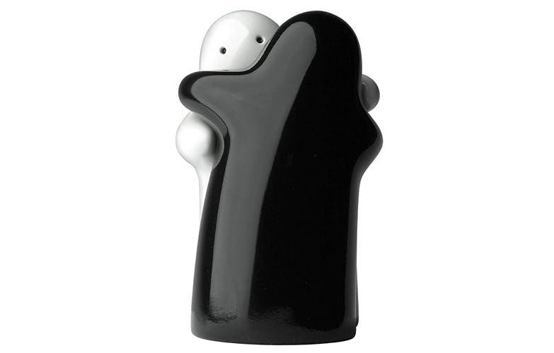 Salt and Pepper Shakers Cute Decorative Novelty Hugging Shakers Couple Set Black and White Modern and Vintage Hug Design Easy to Refill and Dispenser Shaker Set