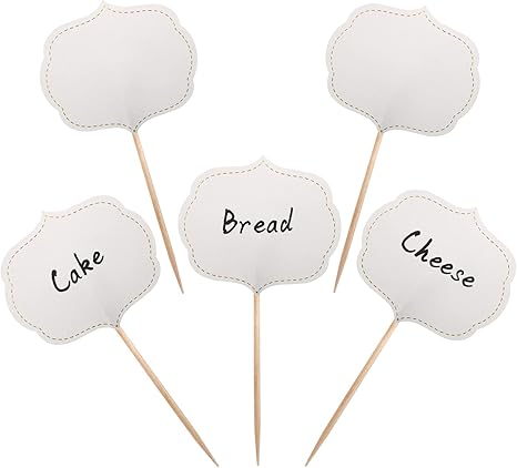BLUE TOP 50 Pieces Cupcake Picks Blank Toothpick Flags Cake Toppers Cheese Markers Buffet Labels for Charcuterie Board Food Tags Toothpick ...