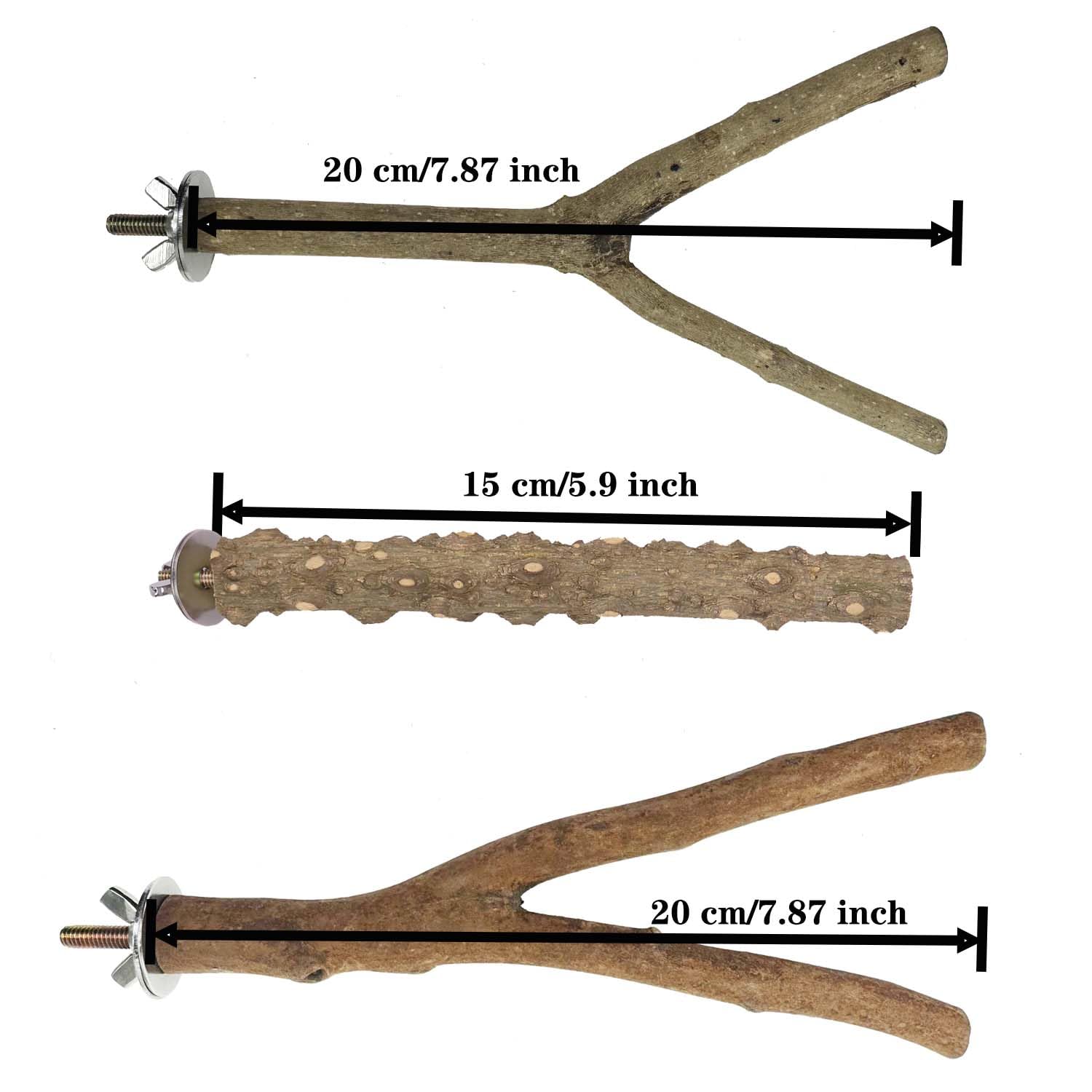 Allazone 4 PCS Natural Parrot Perch Wooden Parrot Perch Stand Bird Stand Parakeet Climbing Standing Branches Toy for Small Lovebirds Budgies Cockatiels - image 2