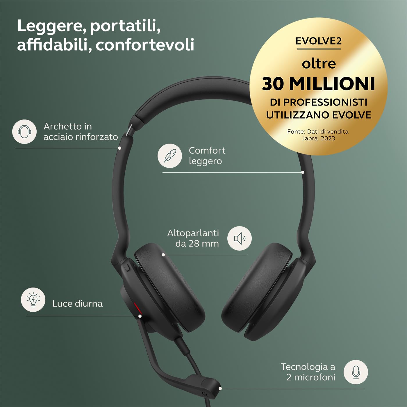 Jabra Evolve2 30 SE - Cuffie Stereo Cablate, USB-A, Ottimizzato per Microsoft Teams, Stereo, Nuova edizione
