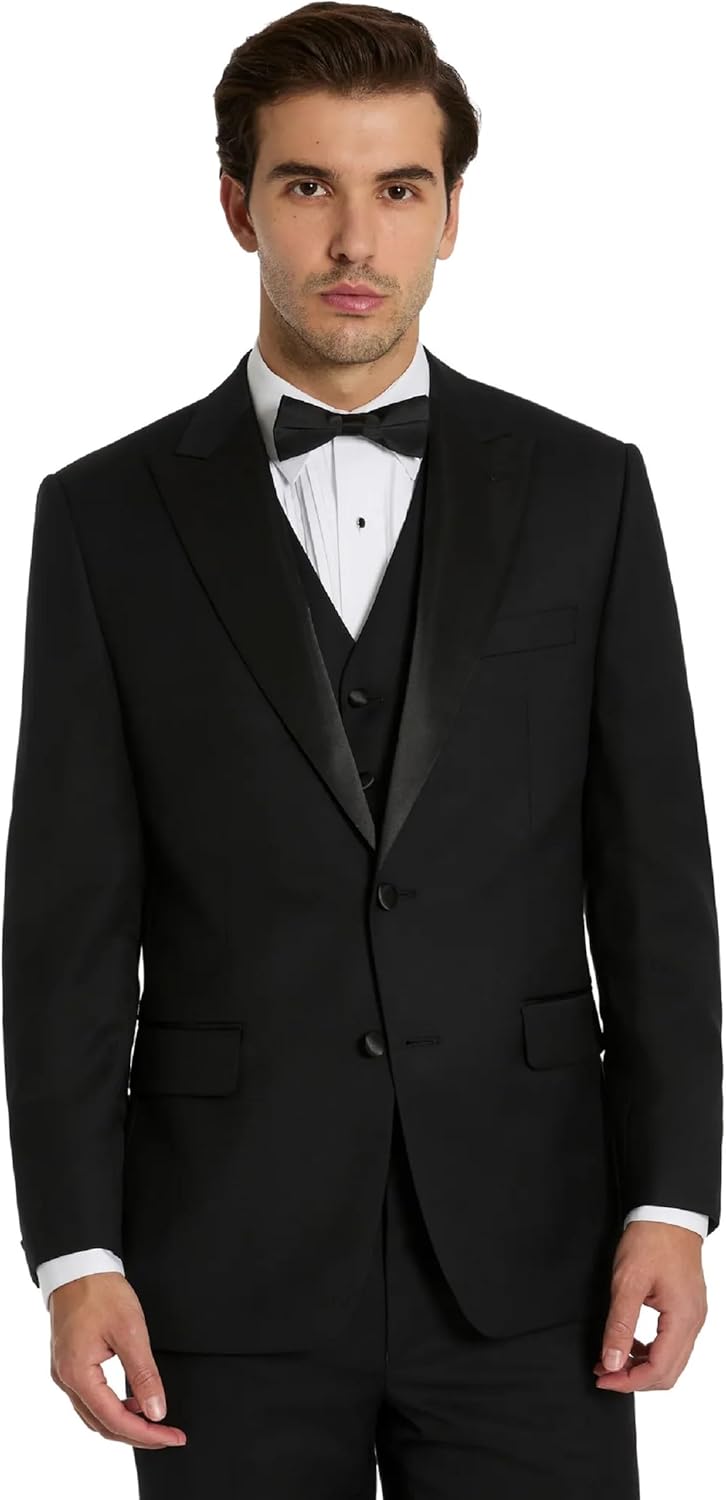 Michael Kors Men’s 3-Piece Slim Fit Tuxedo Suit Separates | Blazer, Vest & Pants, Perfect for Weddings, Proms & Formal Events
