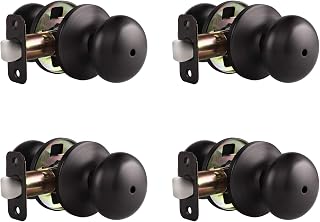 Probrico Keyless Privacy Door Knobs with Lock,Interior Door Locks for Bedroom Bathroom,Ball Shape Door Lockset in Oil Rubbed Bronze Finish,4 Pack