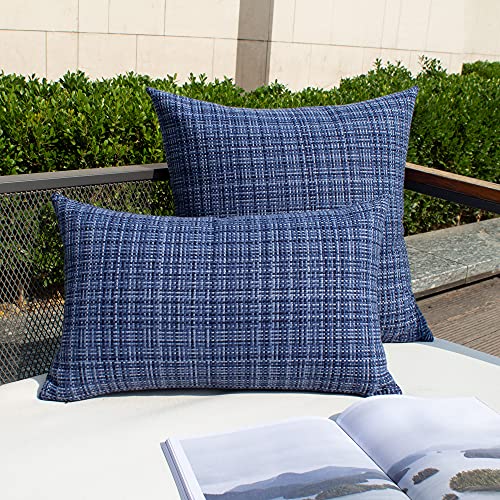 K Kevin Textile KTWP-20C04 Kevin Textile Pack Of 2 Decorative Outdoor Waterproof Throw Pillow Covers Stripe Square Pillowcases Modern Cushion Cases thumb #4