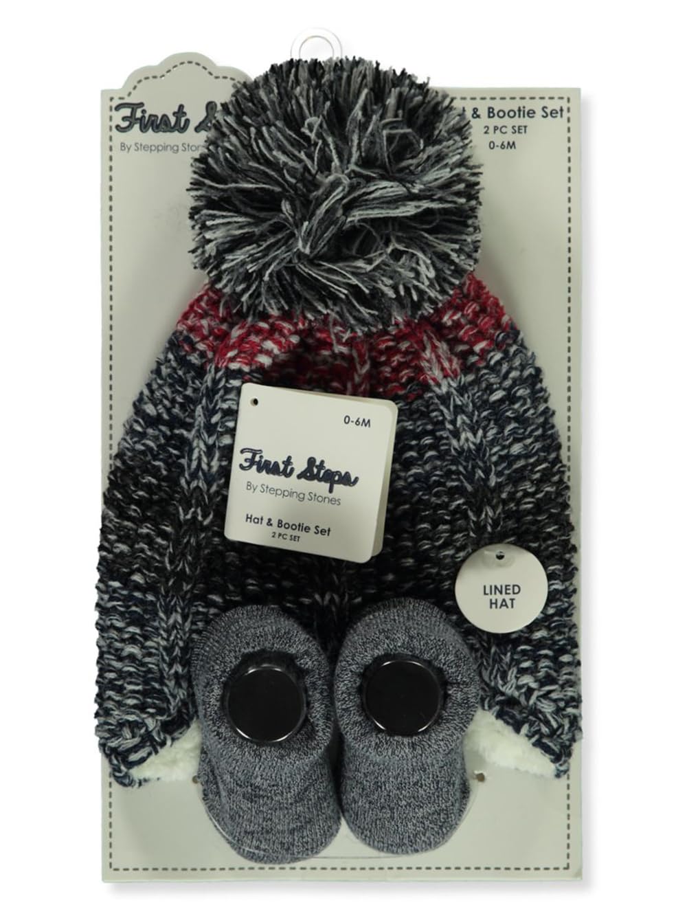 First Steps Baby Boys' 2-Piece Hat & Booties Set - red, 0-6 months
