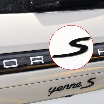 Bright Black S Logo Rear Trunk Boot Lid Hatch Tailgate Badge Emblem for Porsche 911 991 992 718 Cayenne Panamera Macan Boxster Turbo Tykan 2013-2025
