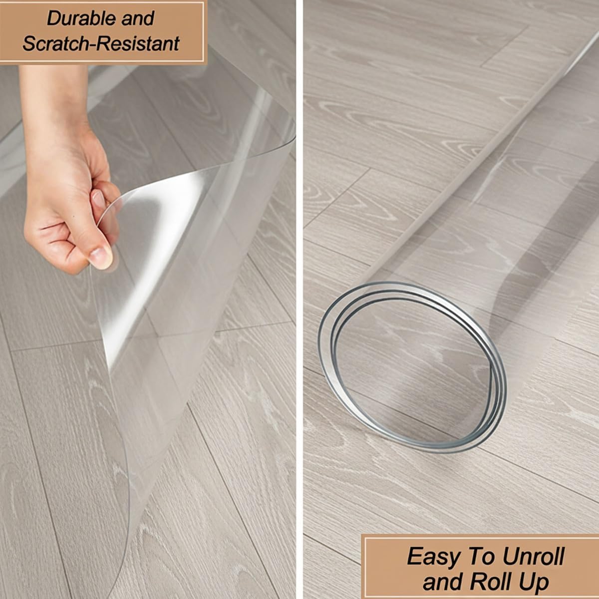 Office Chair Mat for Hardwood Floor, Clear Desk Chair Mat for Computer Desk, PVC Heavy Duty Floor Protector for Rolling Chairs, Wood Tile Floor Mat for Office Home(38" x 44")
