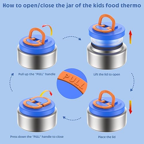 Miniatura 4 de DaCool Lonchera mejorada para niños con termo para comida caliente, 47.3 fl oz, caja Bento para niños con termo pequeño de 5 onzas para niños y