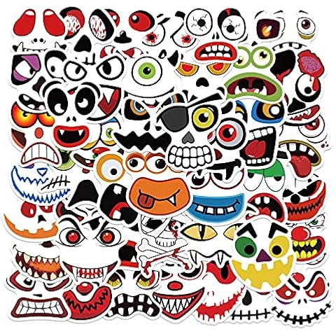 Nertpow Halloween Stickers 50 Pack Small Pumpkin Stickers Decals Halloween Funny Face Sticker Cover