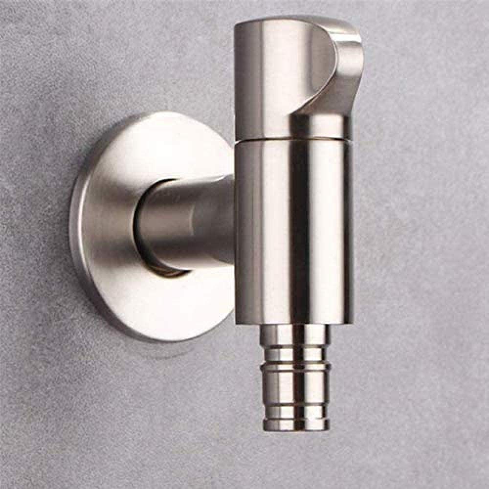 Grifo redondo de cobre para jardín, balcón, lavandería, piscina, acabado cepillado, grifo corto para piscina con función de apertura rápida de frío único