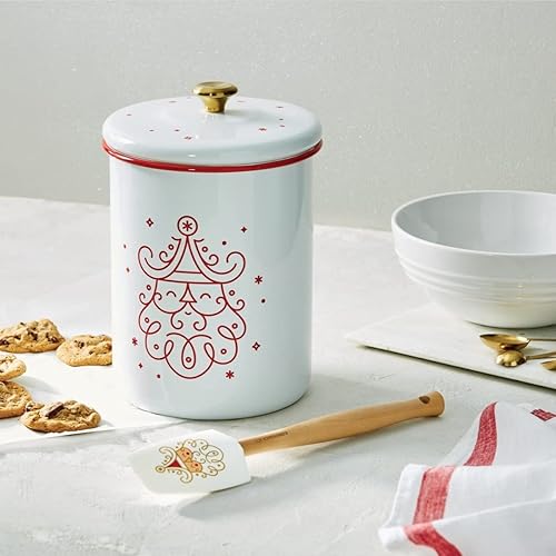 Miniatura 3 de Le Creuset Espátula mediana de silicona Noel Collection, 11 1/8" x 2 1/4", color blanco con diseño impreso y lámina dorada