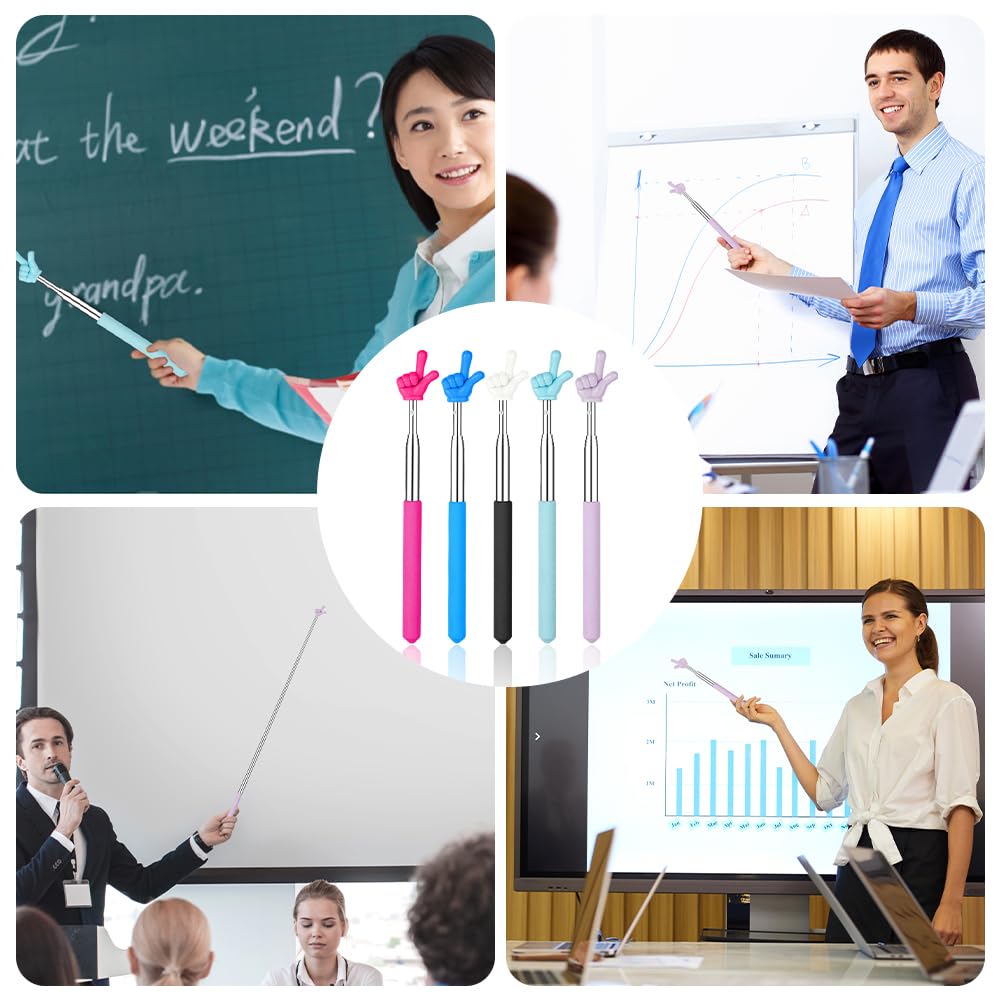 Pointeur de Doigt Rétractable Lot de 2 pour Enseignant, Flexible et Pratique, Bleu Violet