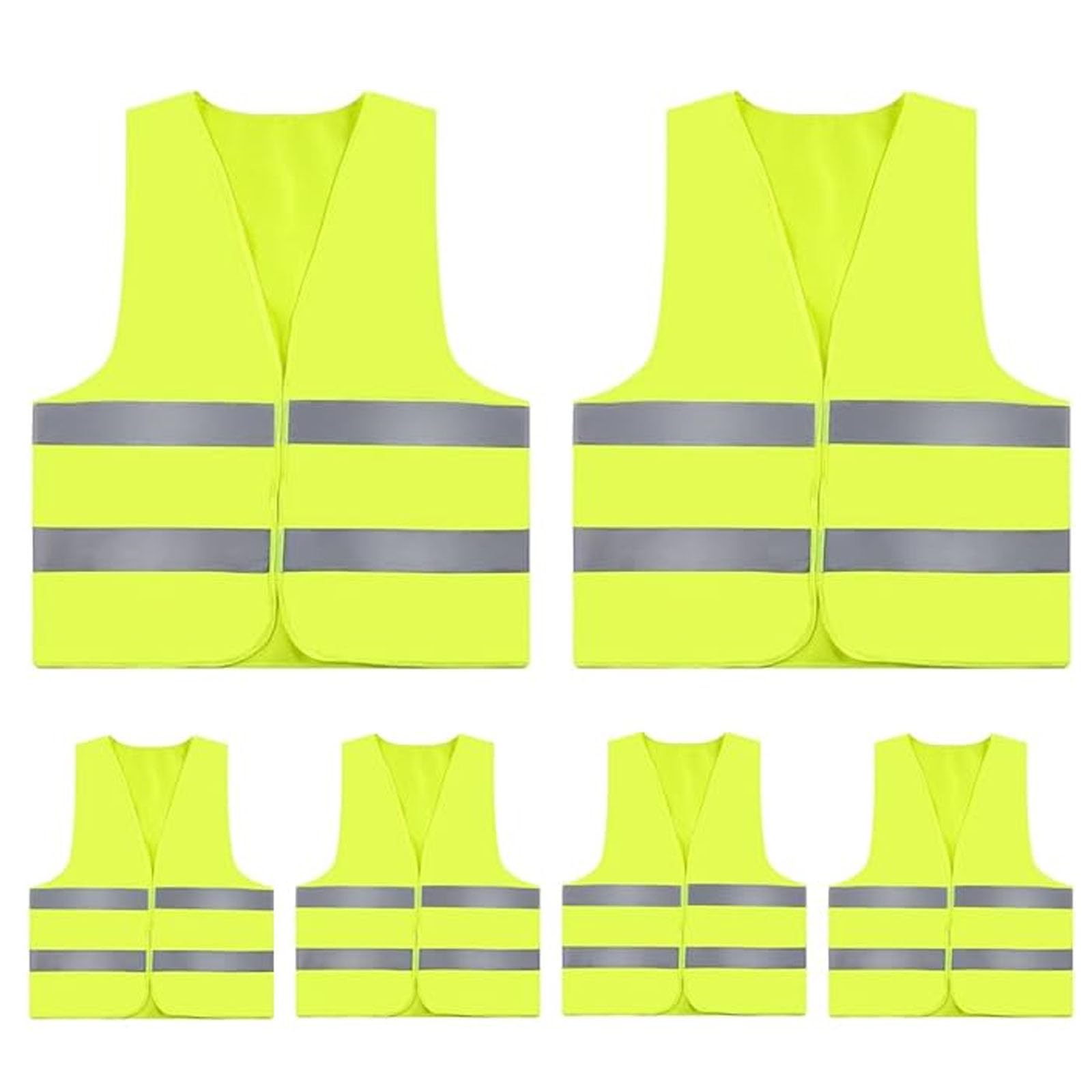 6Pcs Hi Vis Vests, High Visibility Safety Vest Reflective Yellow, Adjustable Universal Size for Running,Biking,Surveyor and Traffic Work