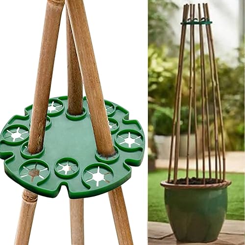 Miniatura 5 de Paquete de 10 conectores para plantas de jardín, soporte de caña de bambú, bandeja de protección de plástico para plantas trepadoras, guisantes,