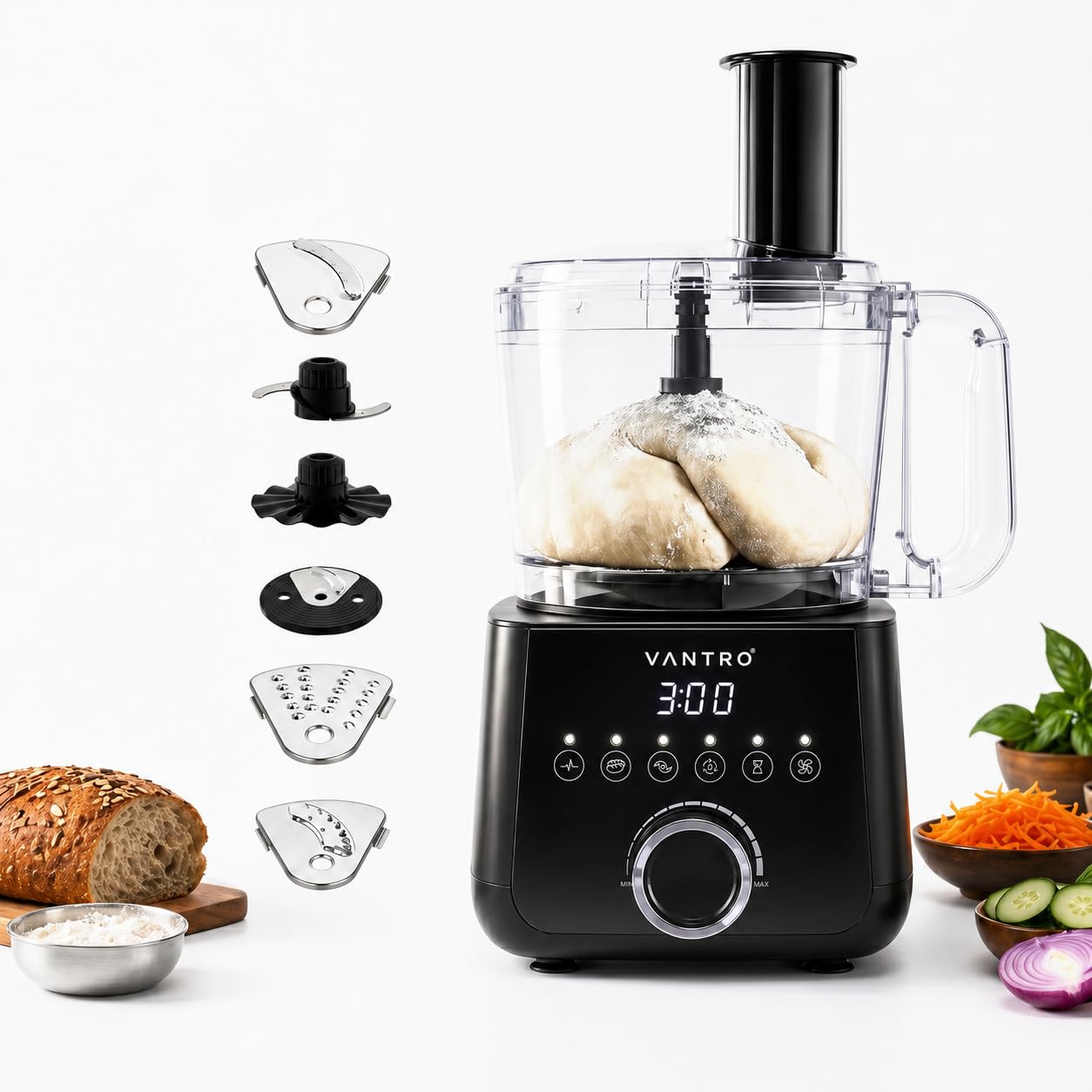 VANTRO 800W Food Processor with 2L Bowl – Multi-Purpose Kitchen Appliance for Chopping, Slicing, Dough Kneading & Grinding | Powerful Motor, Easy Clean Design-image-47