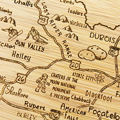 Image of Totally Bamboo A Slice of Life Idaho Engraved Map Cutting Board