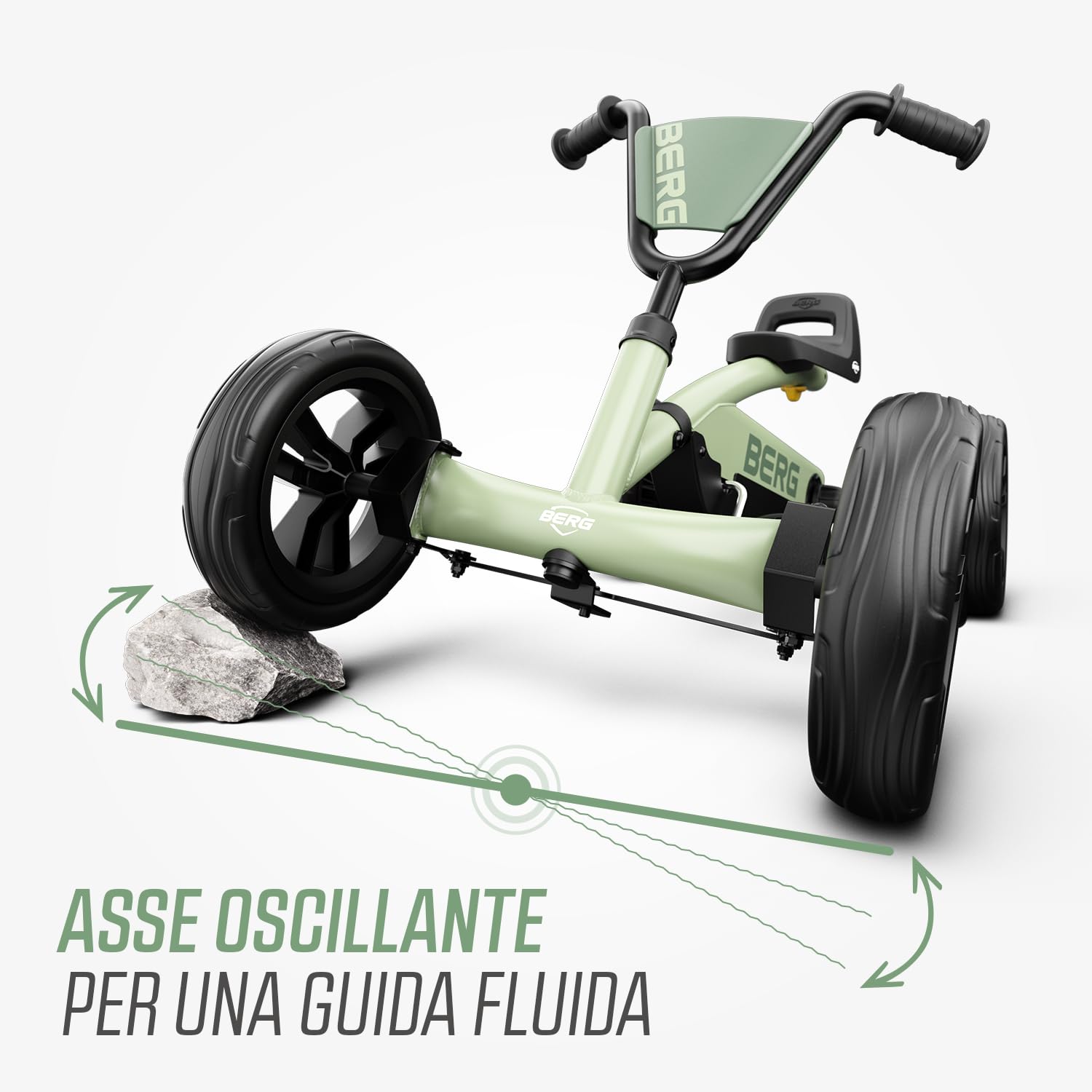 BERG Buzzy Verde Go-Kart a Pedali per Bambini 2-5 Anni | Macchinina Cavalcabile con 4 Ruote Stabili per Bambini | Sedile Regolabile e Certificato Sicurezza
