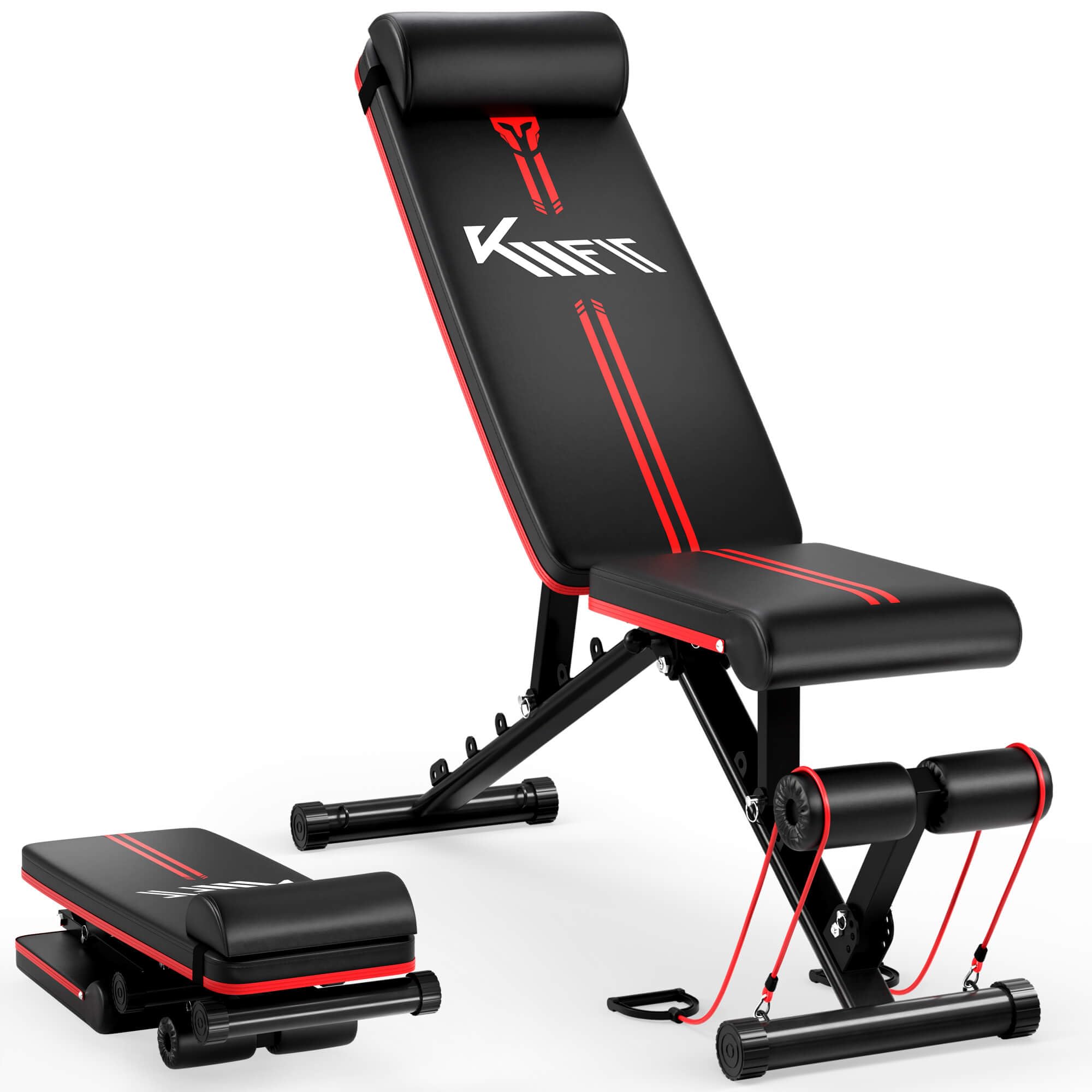 KM Fit Folding Weight Bench, Multifunctional Training Fitness