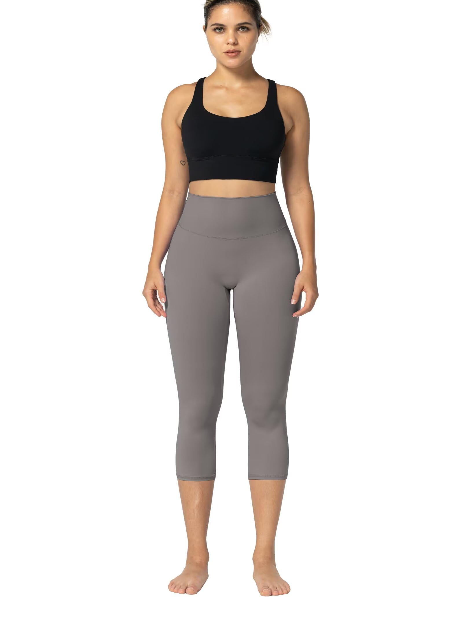 Sunzel Sunzfly Legging capri avec froncement dissimulé au niveau des fesses - Taille haute - Doux - Pour entraînement, gym, yoga - Contrôle du ventre, Gris anthracite, Taille S