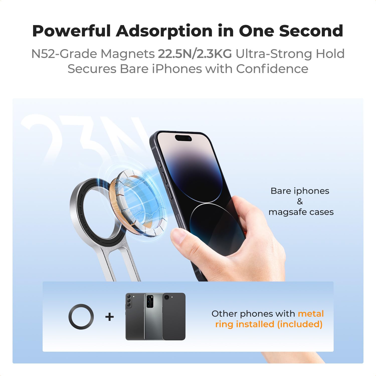 K&F CONCEPT Magnetyczny statyw do telefonu, uchwyt na smartfon, stojak na biurko, magnetyczny statyw ścienny kompatybilny z MagSafe, kompaktowy stojak do selfie do iPhone'a serii 17/16/15/14/13/12
