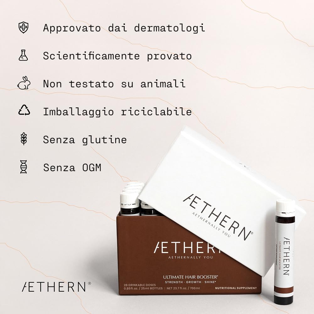 Ultimate Hair Booster - Integratore Liquido con Biotina per la Anticaduta e Ricrescita dei Capelli. Pronto da Bere. Clinicamente Testato per Capelli più Forti e Brillanti. 28 Fiale