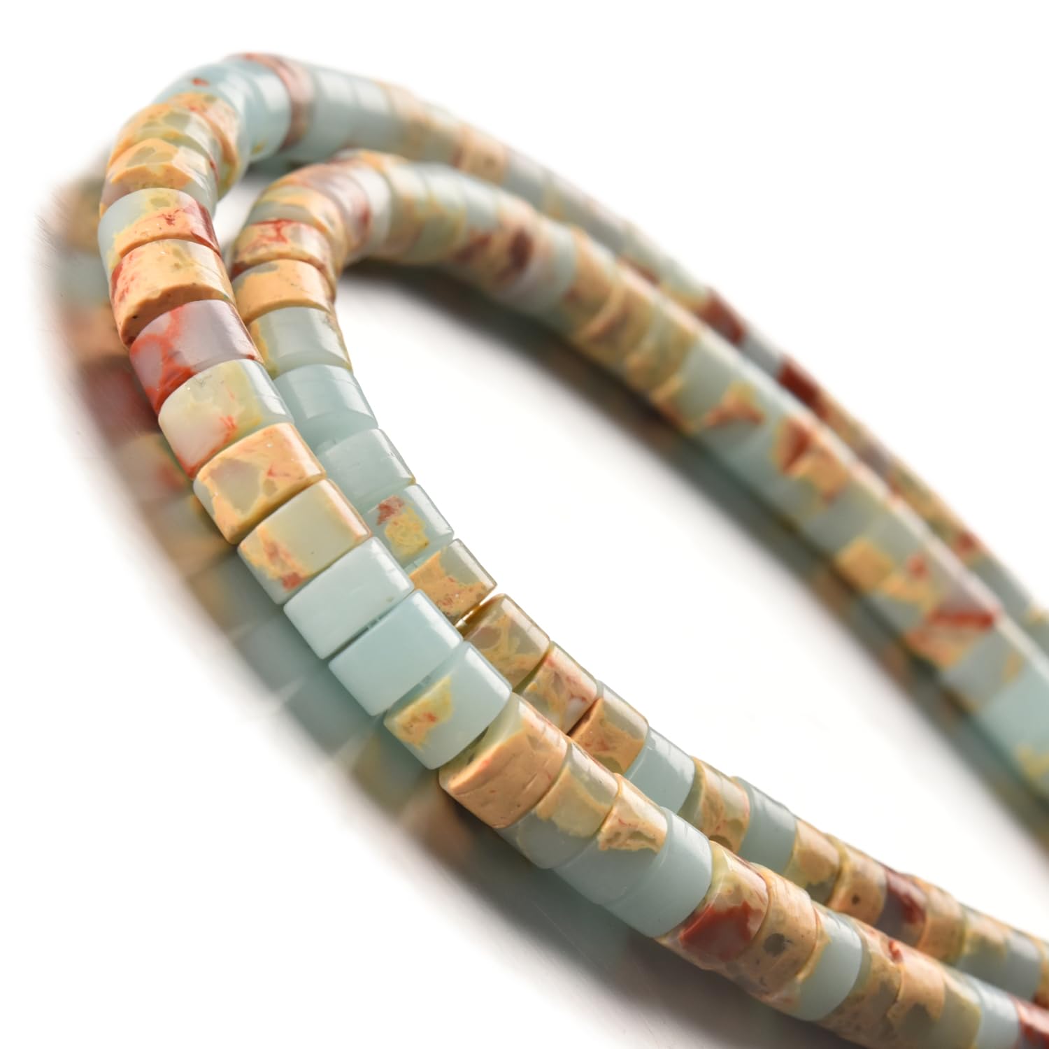 Tashidelek 1 Strand Natural Stone 3 * 6MM Gemstone Tube Rondell Spacer Loose Stone Beads (105-110PCS) Sediment