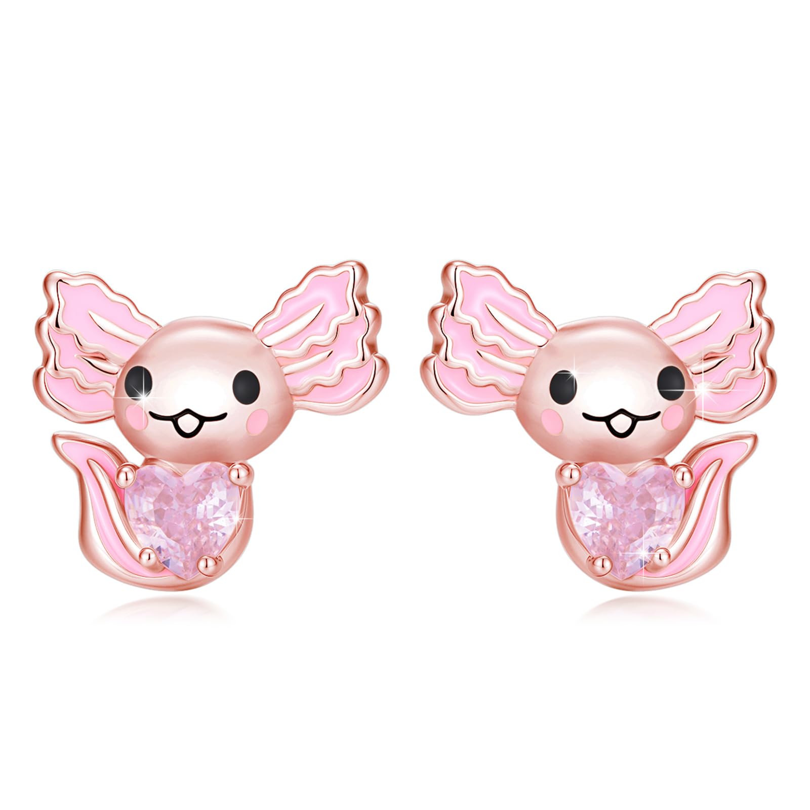 Axolotl Ohrring 925 Sterling Silber Süße Tier Ohrringe Hypoallergen Rosa/Blau Axolotl Ohrstecker Axolotl Schmuck Geschenke für Frauen Teen Mädchen