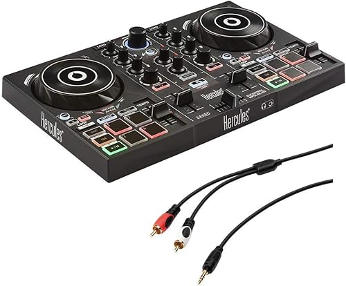 Hercules DJ Control Inpulse 200 con cable estéreo mini a RCA dual en Y (6 pies)
