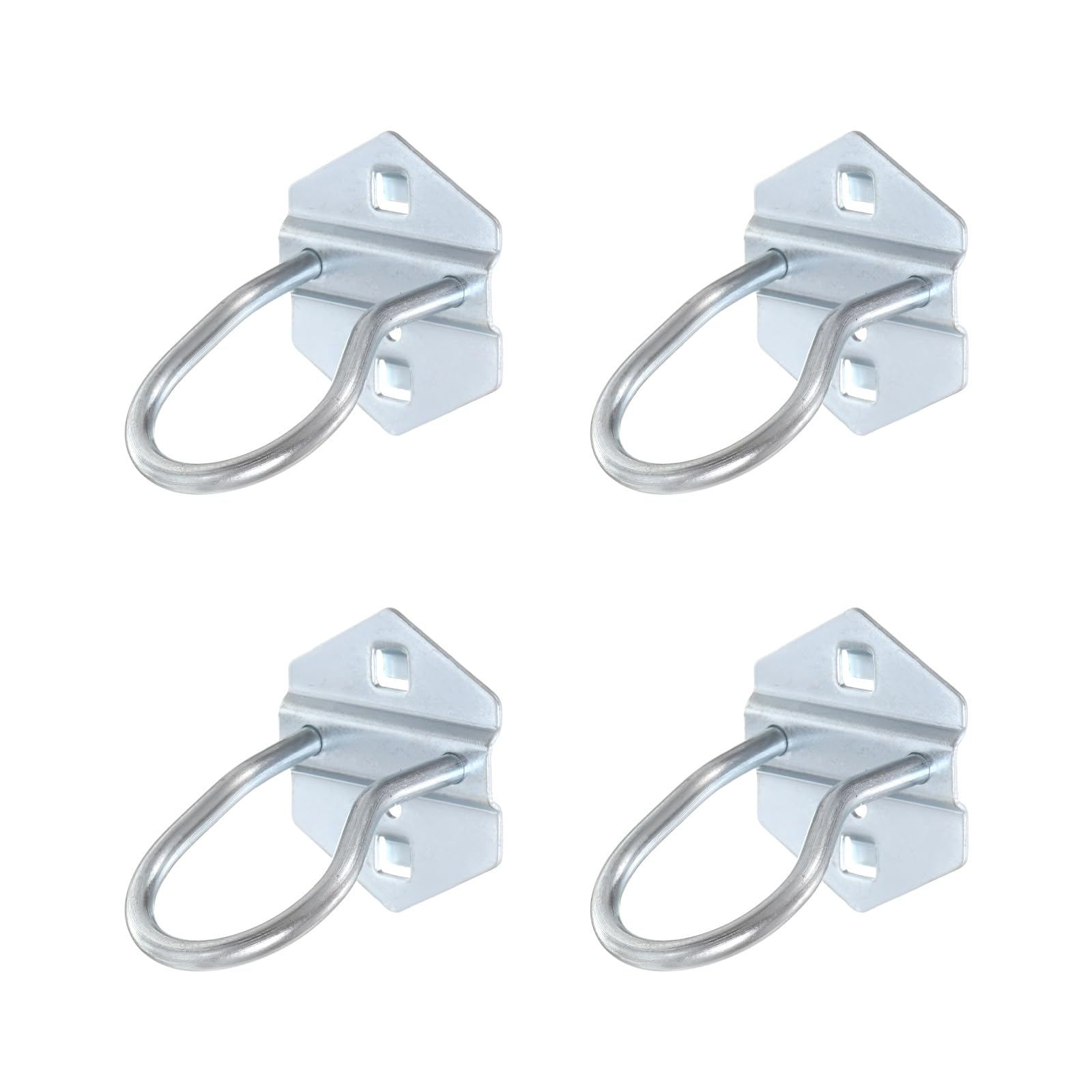 sourcing map 4Pcs Metal Square Peg Board Hooks, 2.6x1.5 Heavy Duty Exhibition Display Hooks Square Hole Peg Round for 3/8" Spaced Pegboards, Retail Shelf Rack Hook, Silver