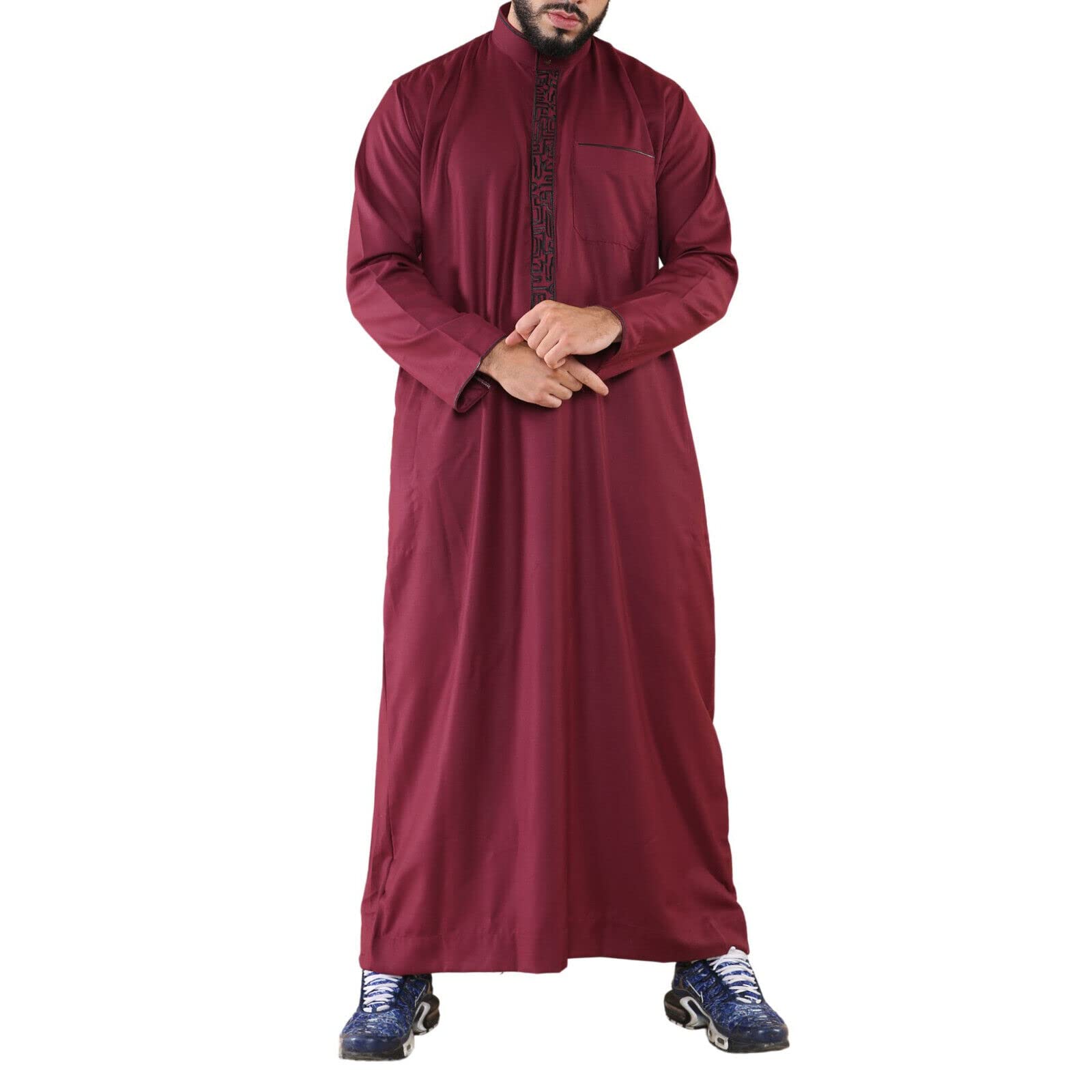 Arabic Thobes Thobe Jubba Emirati Islamic Kaftan Robe - Wine - Cotton - XL