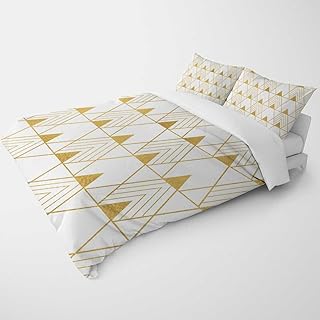 YANFENQI Twin Heavy Duvet Cover Gold Texture Geometry Checkered Curve Camper Bedding for Kids Teens Adults (Twin,68