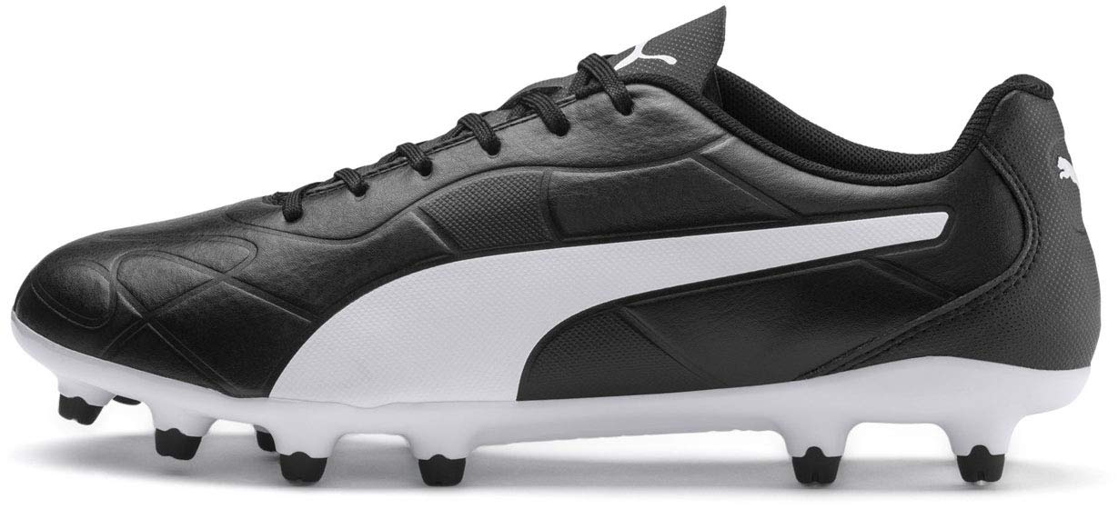 PUMA Men's Monarch Firm Ground Sneaker, Black White, 9.5 M US