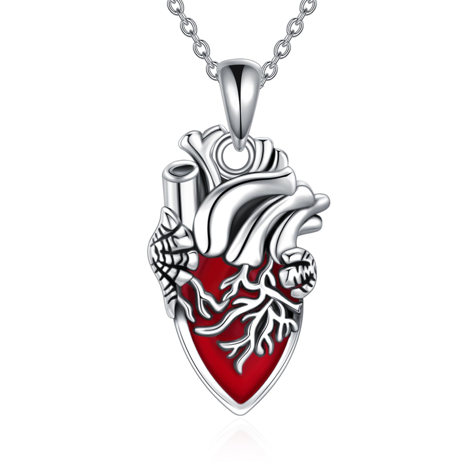 Collier anatomique cœur argent 925 pendentif gothique femme - 7