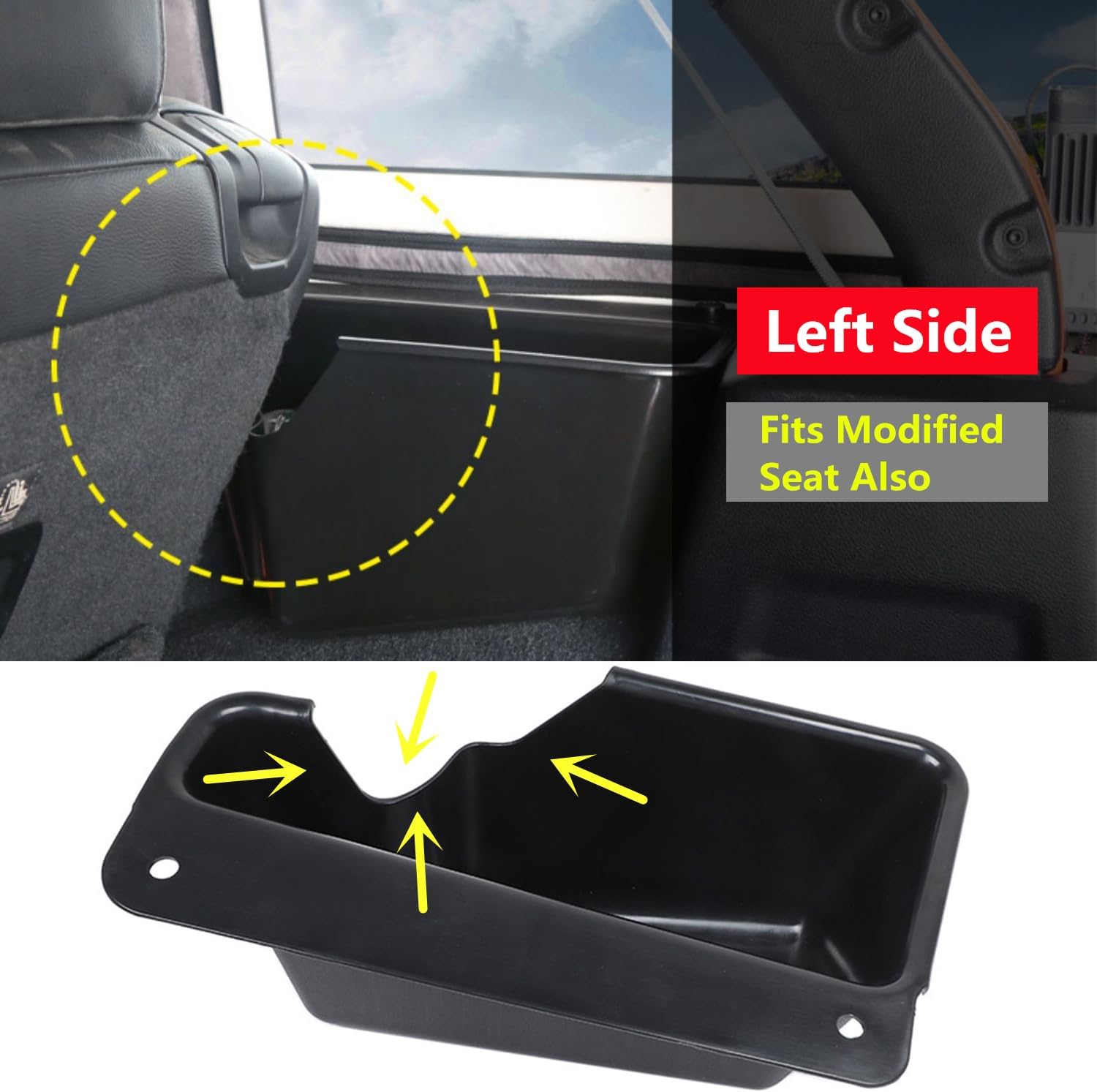YOCTM Rear Trunk Storage Organizer Box Left Side Wheel Well Cargo Storage Bin For 2018-2024 Jeep Wrangler JL JLU Rubicon Sport Sahara Interior Storage Accessories Black (Driver's Side)