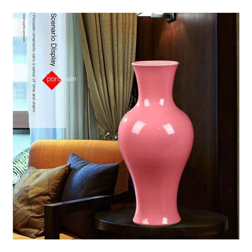 Wazon na kwiaty Ceramiczny wazon – różowy wystrój domu, wkład do kwiatów, chińska ozdoba do salonu(Green)