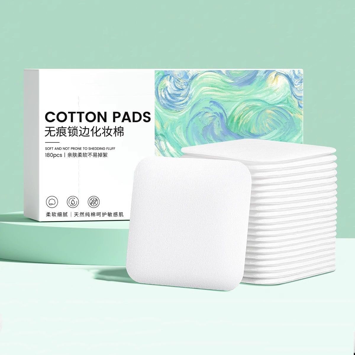 Square Cotton Pads, 180ct Premium Skin-Friendly 6x6cm Facial Pads, Textured & Lint-Free Makeup Remover Pads for Daily Skincare, Large Soft Cosmetic Squares (2.36"x2.36")