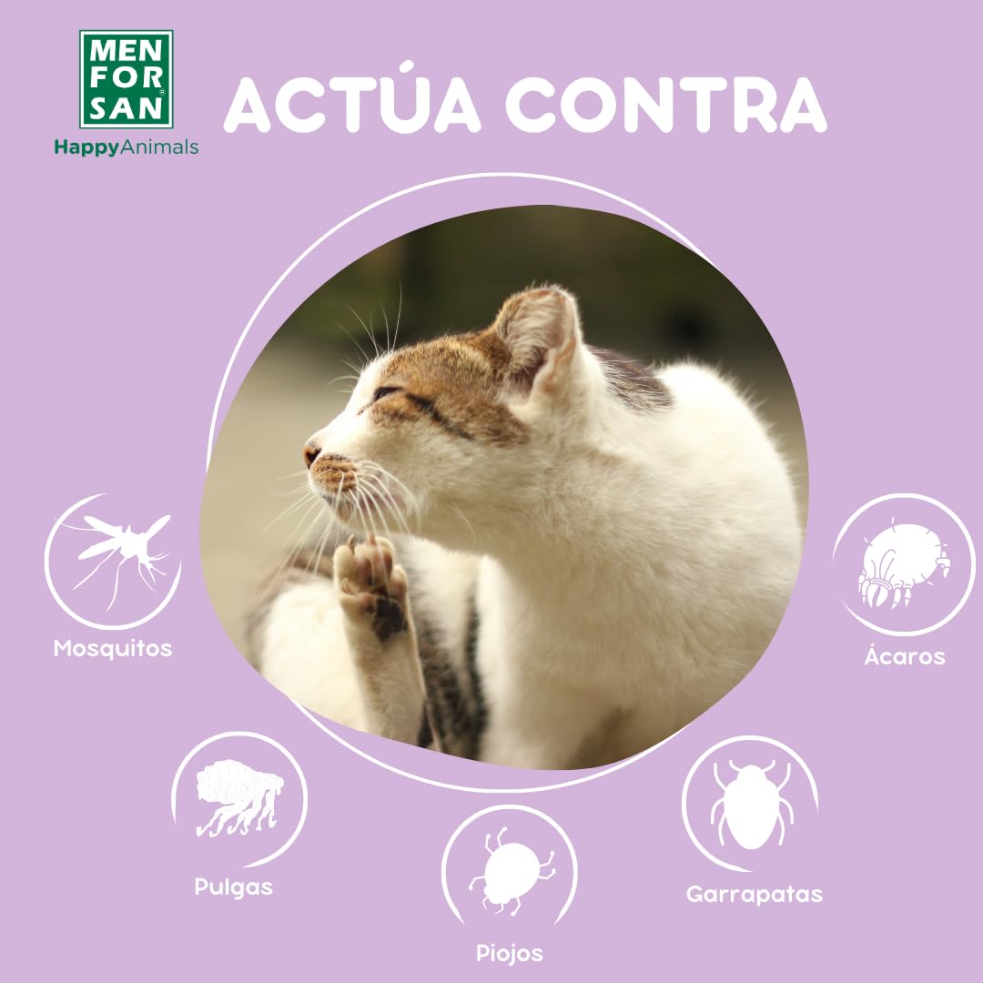 MENFORSAN Shampooing Moussant Anti-Puces pour Chats 200ml, avec Margosa, Geraniol et Lavandin, Élimine Tous Les Types d'insectes