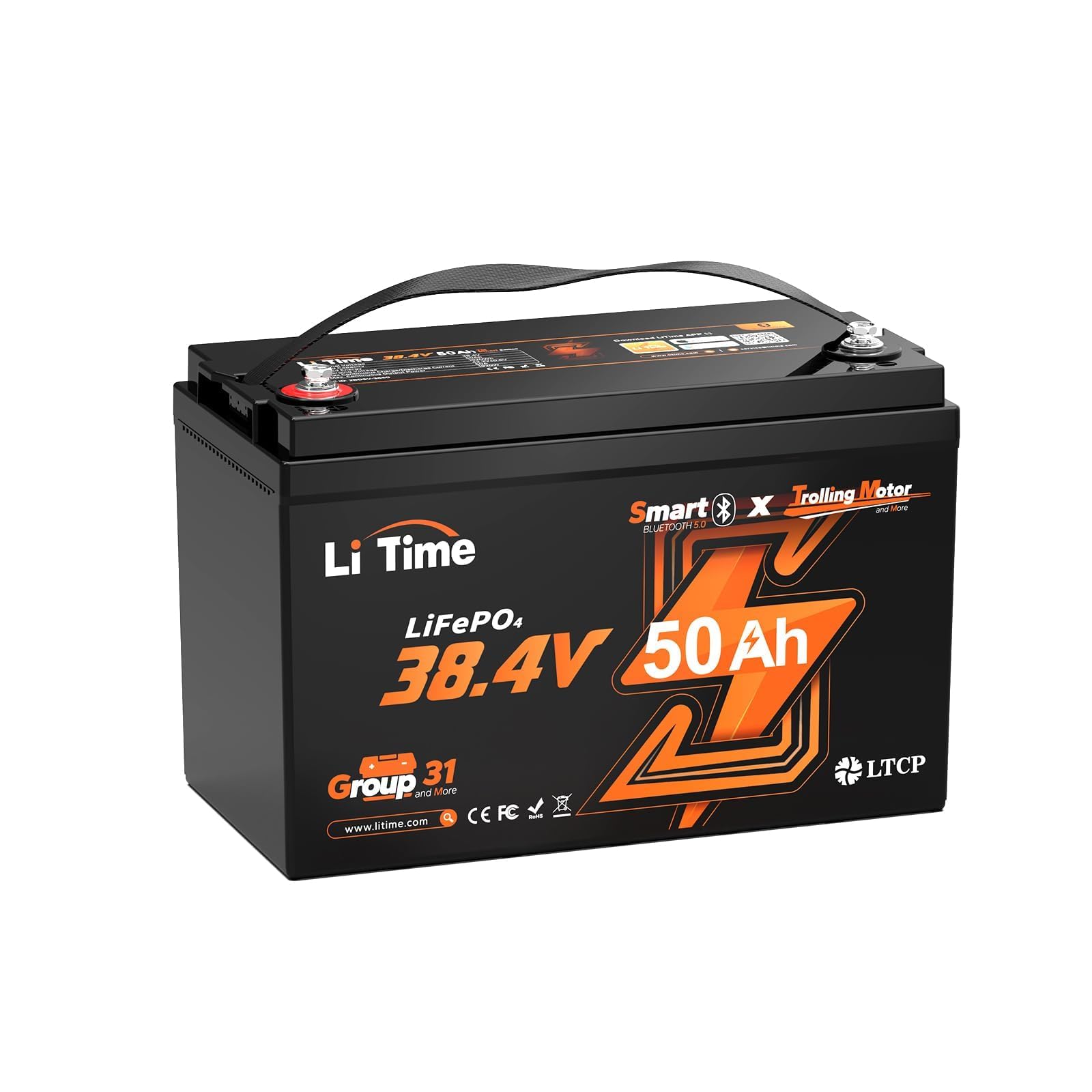 LiTime Bateria Litio 36V 50Ah LiFePO4 Bluetooth para Motor de Arrastre