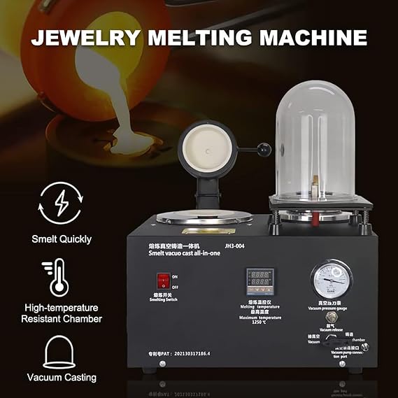 Vacuum Casting Machine - Digital Investment Casting Furnace up to 2100°F, Lost Wax & Gold/Silver Melting Kit with Graphite Crucible for Scrap Metal