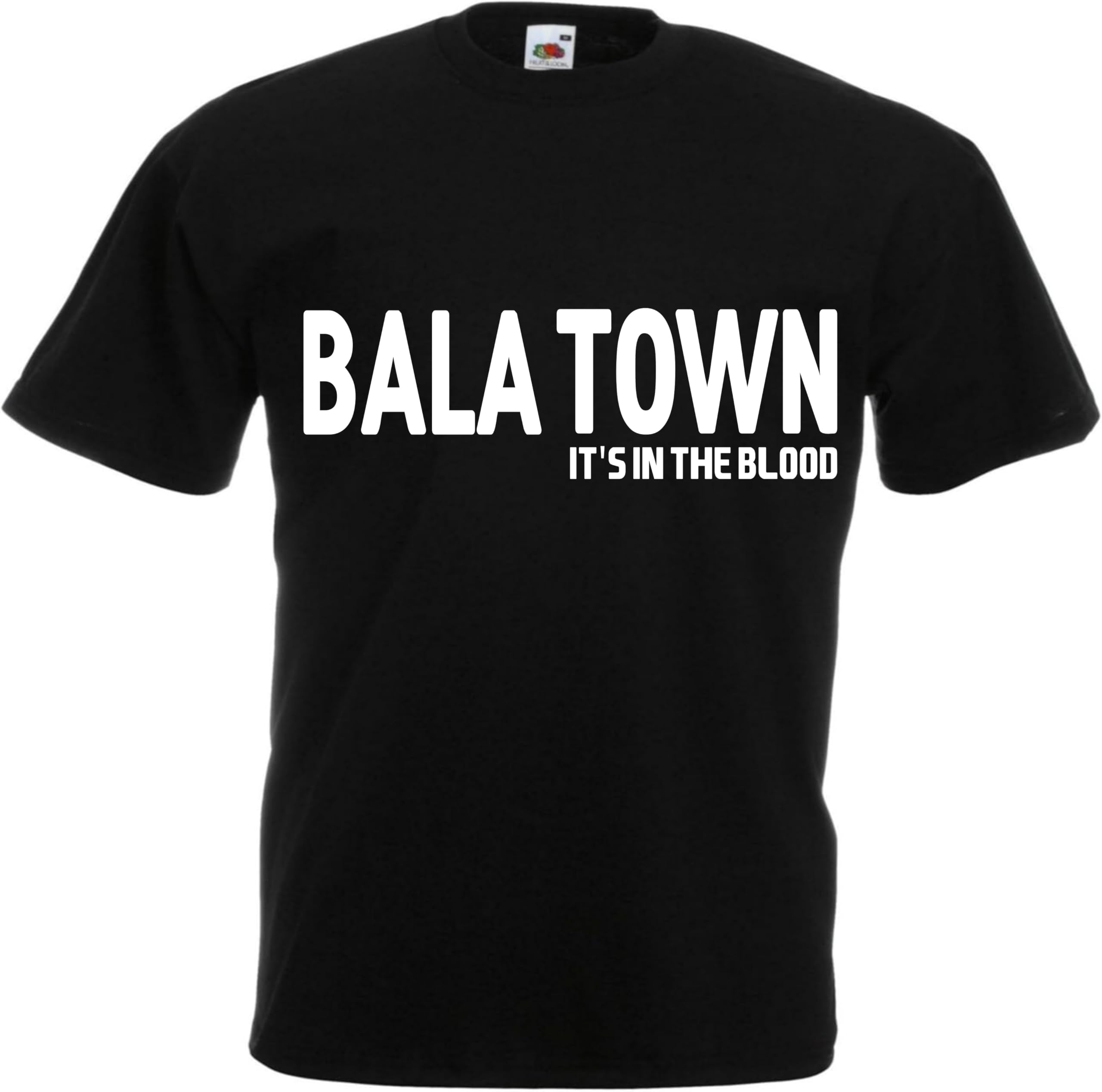 All About The Print Men's Black Bala Town Welsh Wales Football Team Tshirt It's In The Blood Husband Present Gift Shirt Premium Soccer League Club