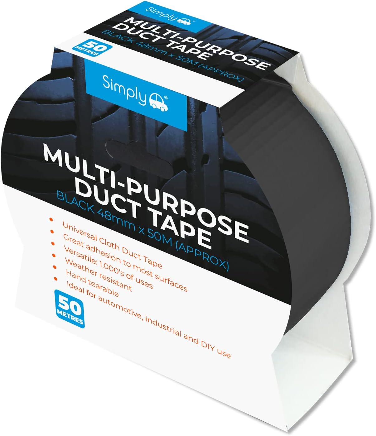 Simply DTB5010 Duct Tape 10m Black Heavy Duty & Super Stick