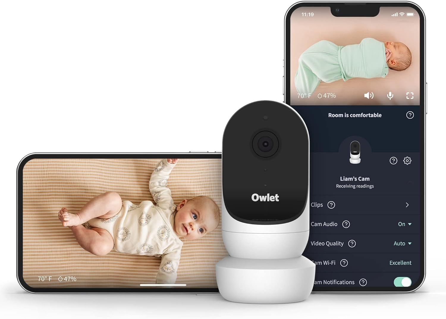 Cam 2 (Gen 2) Smart Baby Monitor – HD Video Camera with Night Vision, 4X Zoom & Wide-Angle View, Two-Way Talk, Sound & Motion Alerts, Temp & Humidity Sensor, Encrypted WiFi | White