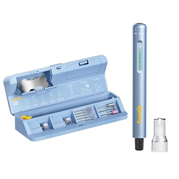 Fanttik F2 Master Pet Quiet Dog Nail Grinder, Safe Pet Nail Trimmer | Electric Rechargeable, LED Light, 5-Speed Variable Paws Grooming Tool Kit, DIY Name Tags for Small Medium Dogs & Cats, Blue