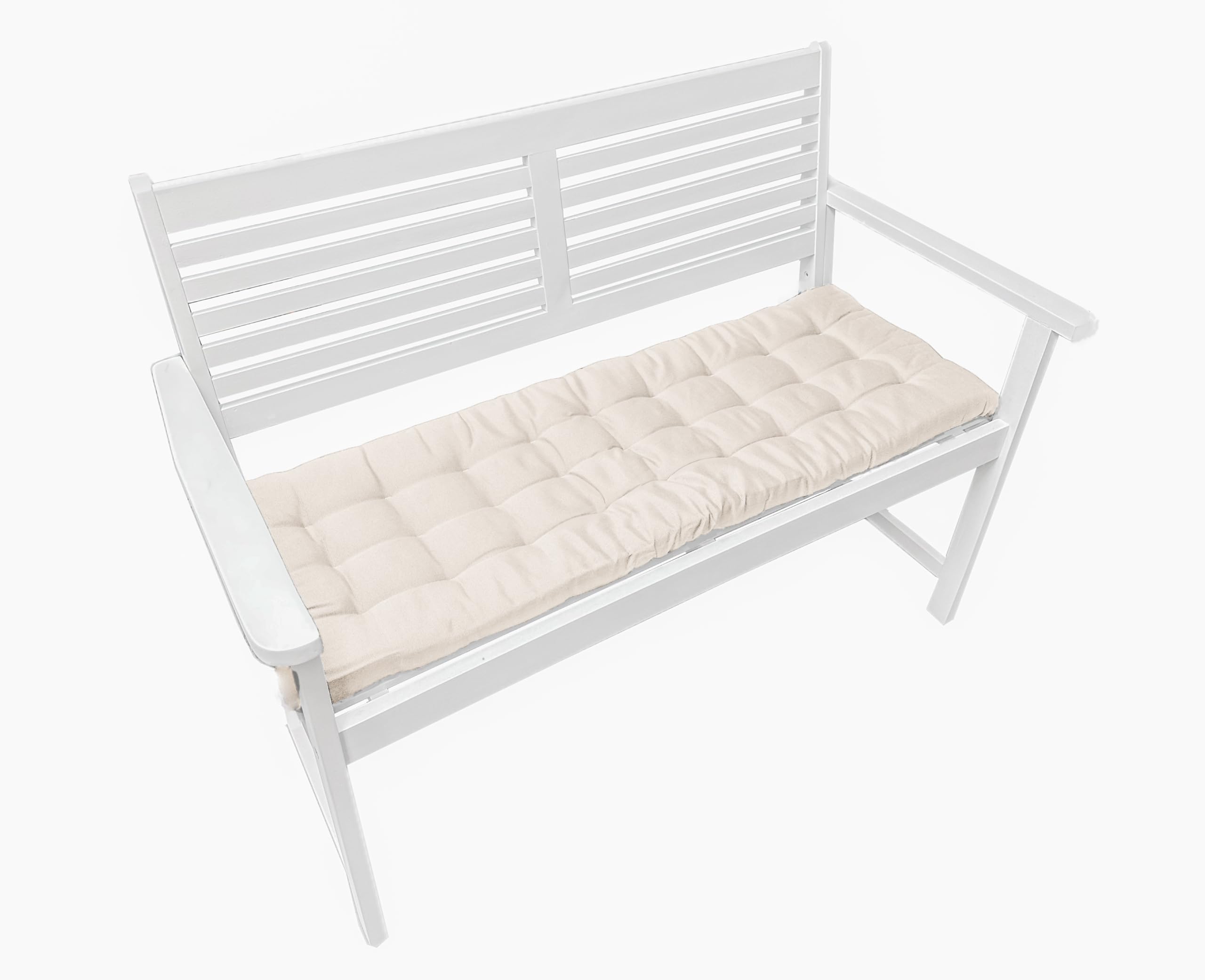Brandsseller Cuscino per panca 140x40x4 cm – Per panca da giardino e panca da pranzo – Idrorepellente, facile da pulire e morbido e imbottito – Uso interno & esterno – Bianco