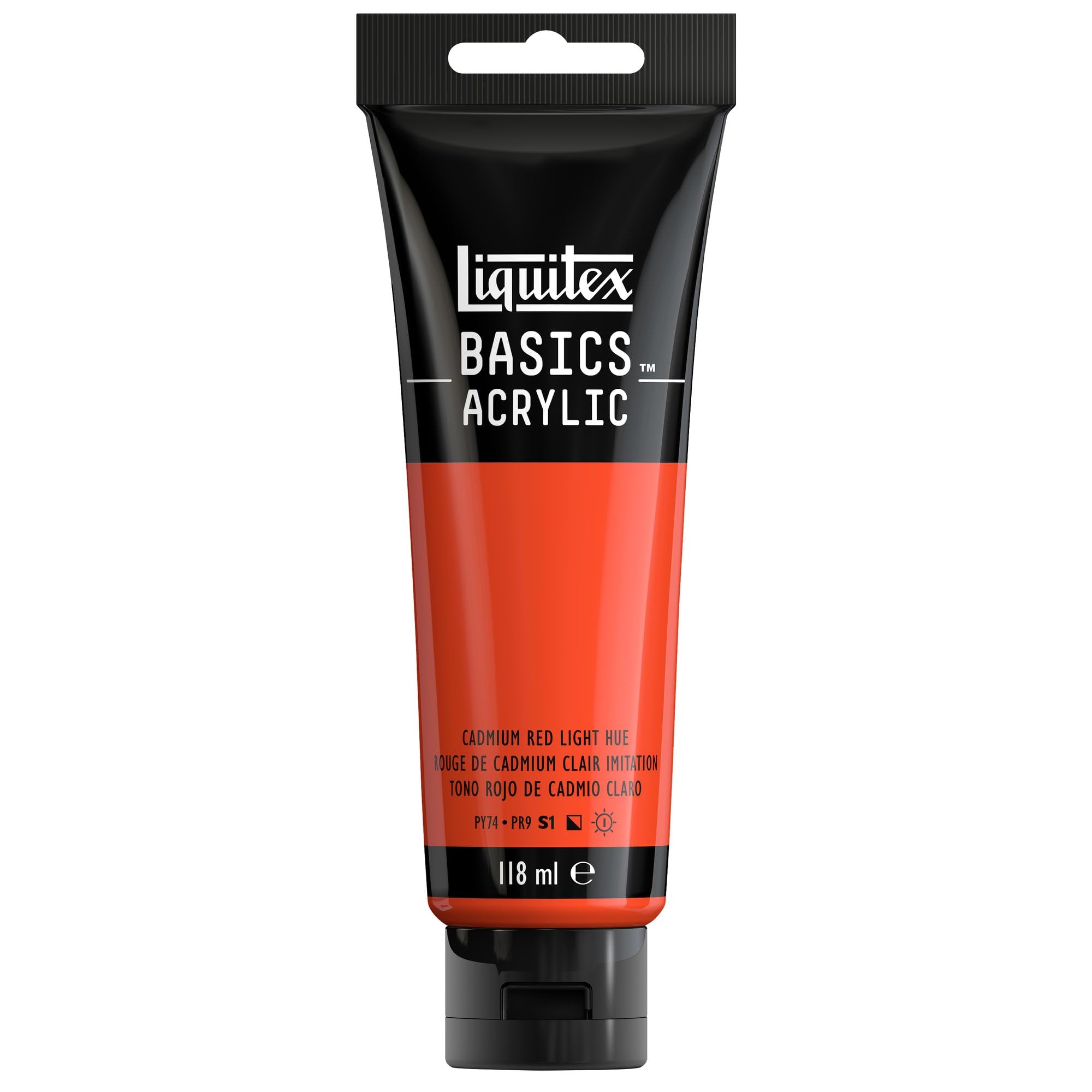 LIQUITEX Basics Acrylic Paint, Cadmium Red Light Hue, 118 ml Tube