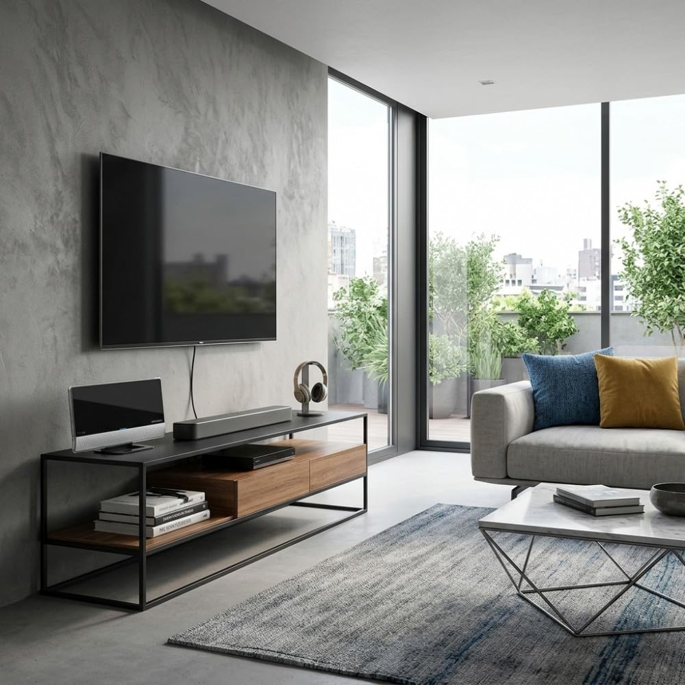 METRONIC 416807 Antenne TV Intérieur Puissante Amplifiée et Extra Plate Compatible 4K UHD - Réception TNT Haute Définition - Noir