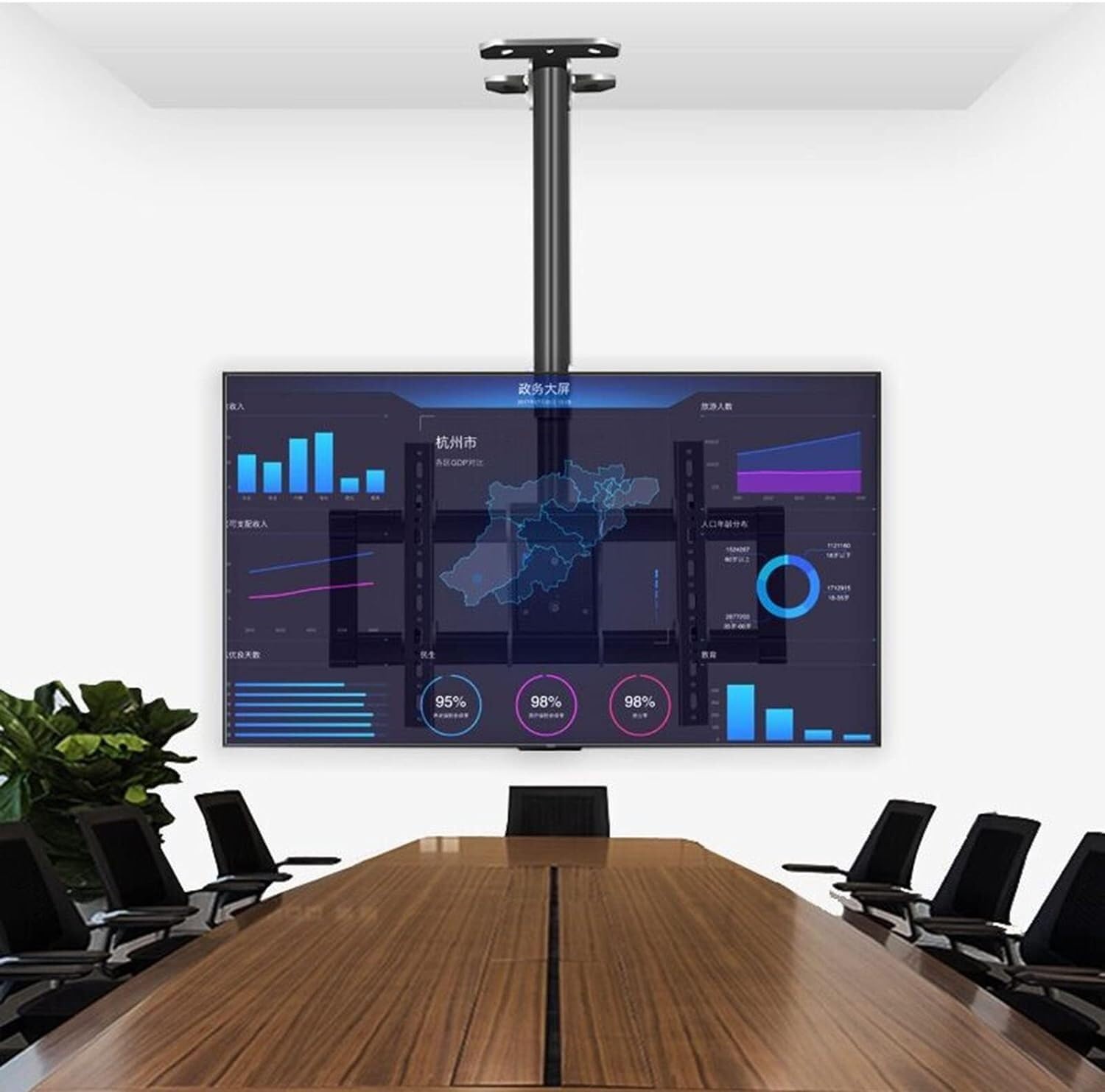 Support TV télescopique de plafond pliable pour supprimer les reflets sur écran plat