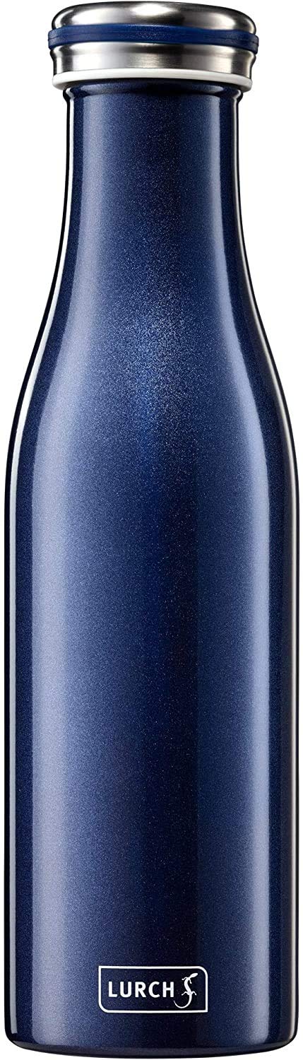 LURCHGermany Thermal Bottle for Hot and Cold Drinks Made of Double-Walled Stainless Steel (Blue Metallic 16, oz. | 0.5l)