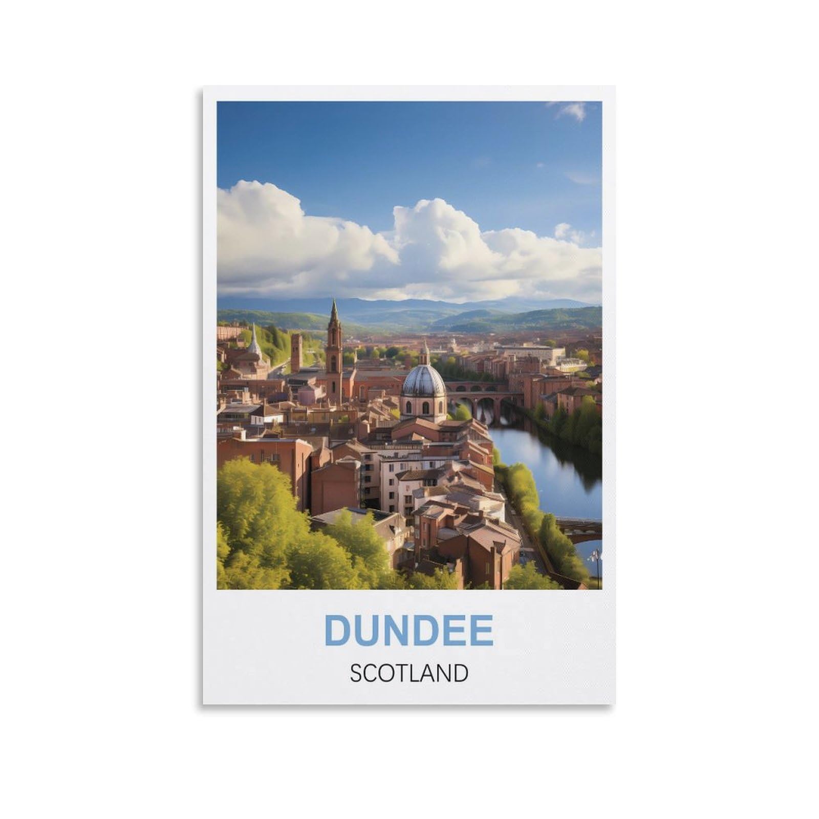Wgmdoee Unframe-Style Dundee Scotland Vintage Travel Poster 20X30inch(50X75cm) Canvas Poster Living Room Wall Art Home Decor