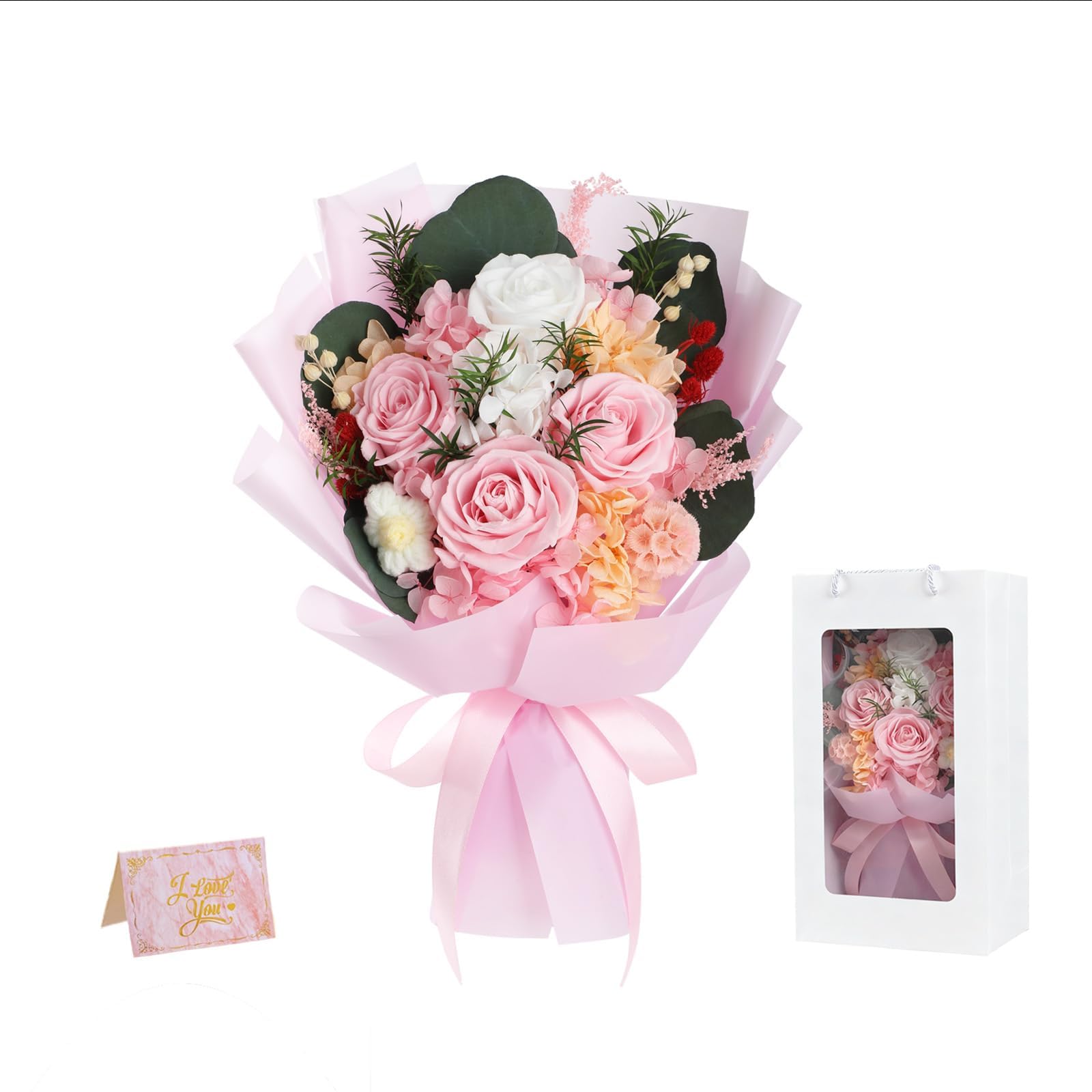 HOTKBO 4 Eternal Preserved Pink Roses