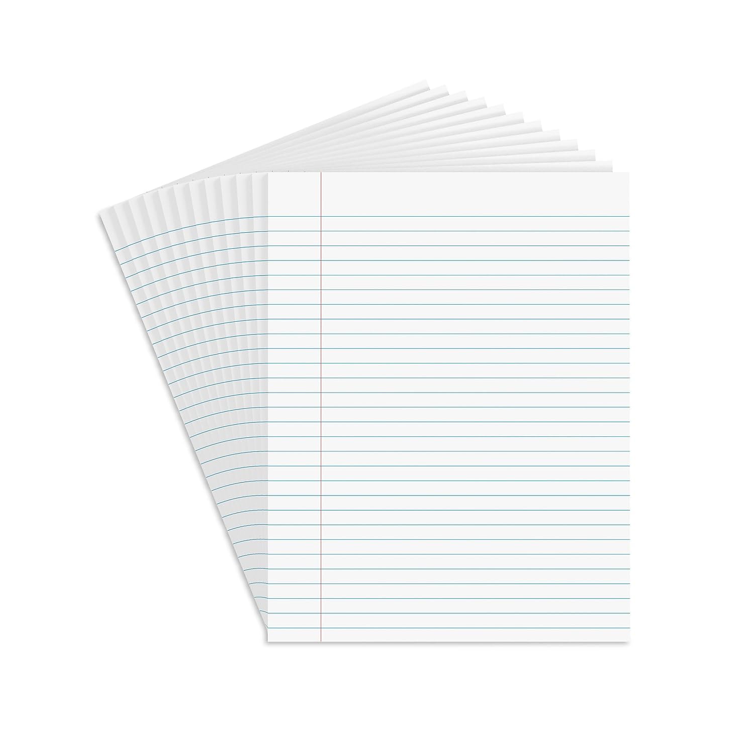 STAPLES Notepads, 8.5” x 11”, Wide Ruled, White, 50 Sheets/Pad, 12‑Pack